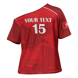 Custom Tunisia Football Cross Shoulder Shirt Red Eagles of Carthage