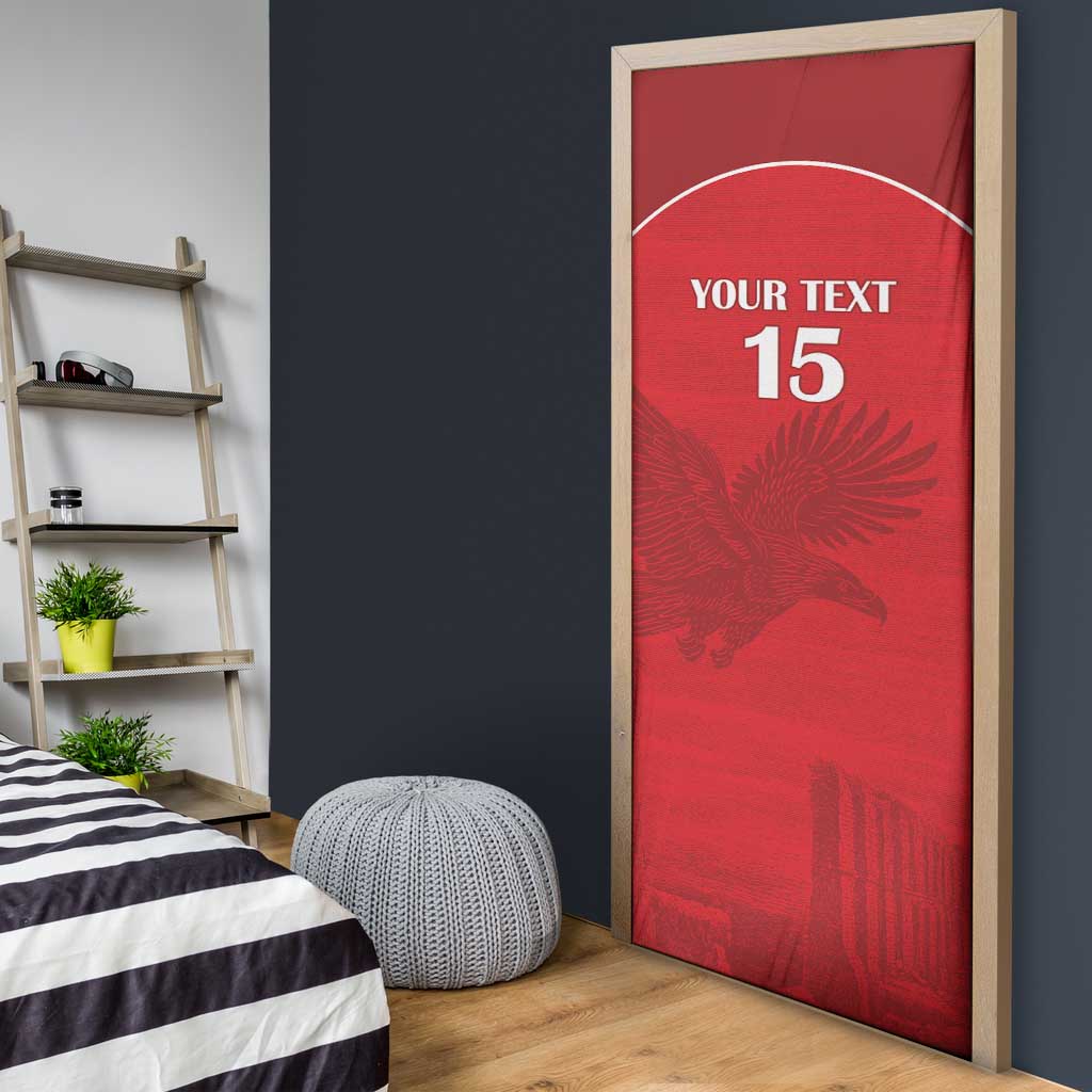 Custom Tunisia Football Door Cover Red Eagles of Carthage