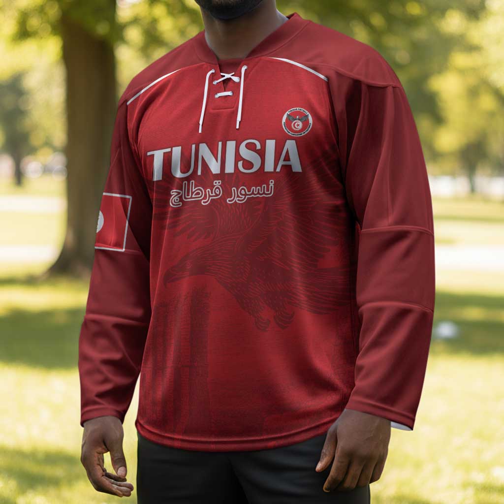 Custom Tunisia Football Hockey Jersey Red Eagles of Carthage