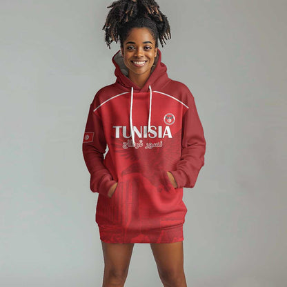 Custom Tunisia Football Hoodie Dress Eagles of Carthage Go Champion - Red Color - African Pride