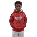 Custom Tunisia Football Kid Hoodie Eagles of Carthage Go Champion - Red Color - African Pride