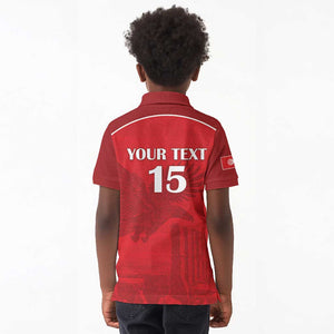 Custom Tunisia Football Kid Polo Shirt Eagles of Carthage Go Champion - Red Color - African Pride