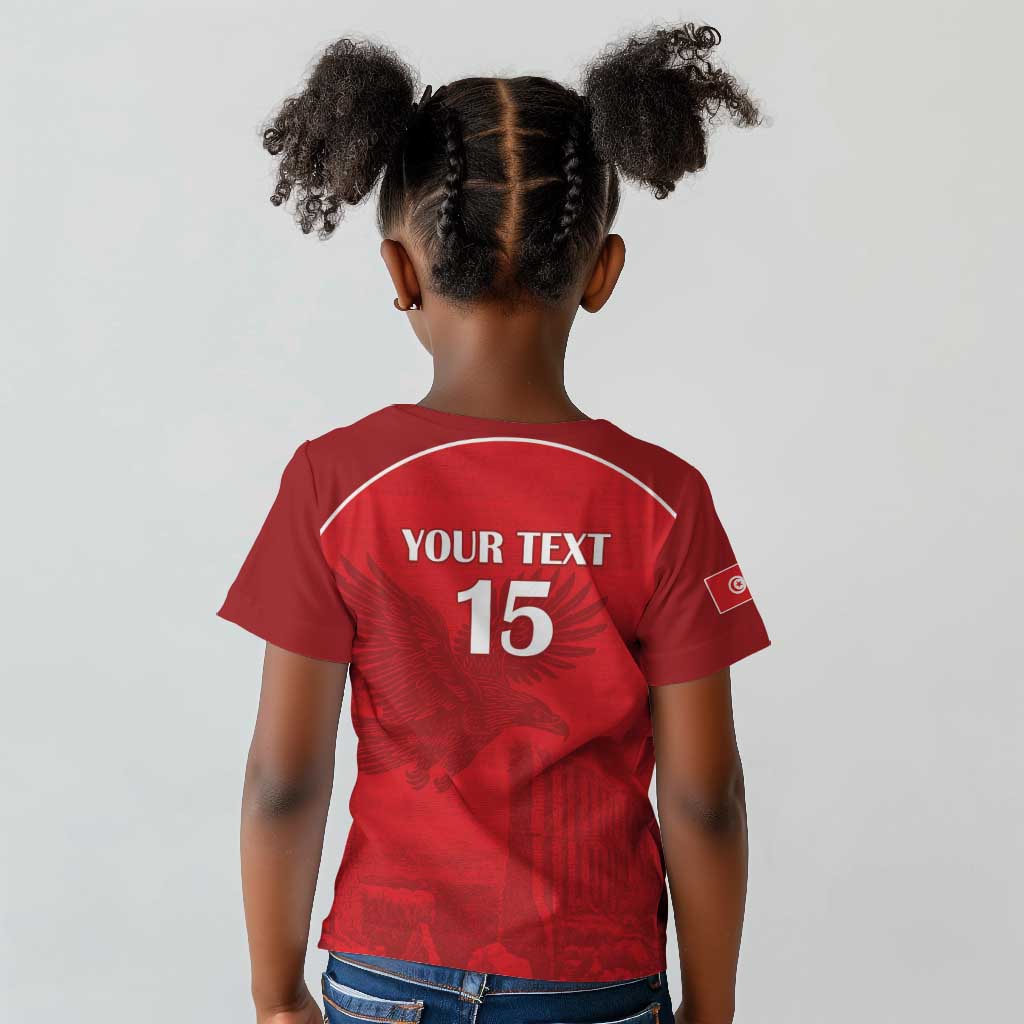 Custom Tunisia Football Kid T shirt Eagles of Carthage Go Champion - Red Color - African Pride
