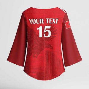 Custom Tunisia Football Kimono Sleeve Blouse Red Eagles of Carthage