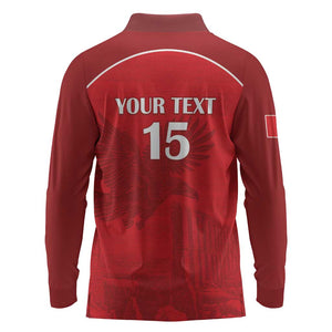 Custom Tunisia Football Long Sleeve Polo Shirt Eagles of Carthage Go Champion - Red Color - African Pride