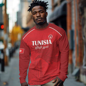 Custom Tunisia Football Long Sleeve Shirt Eagles of Carthage Go Champion - Red Color - African Pride