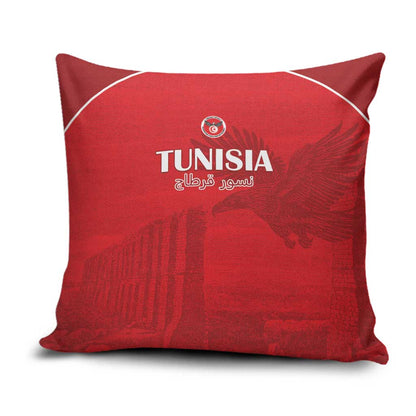 Tunisia Football Pillow Cover Red Eagles of Carthage