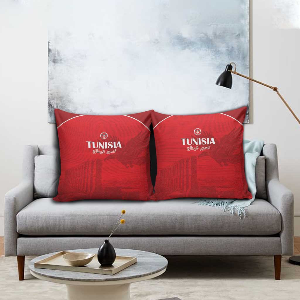 Tunisia Football Pillow Cover Red Eagles of Carthage