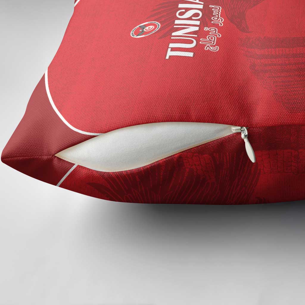 Tunisia Football Pillow Cover Red Eagles of Carthage
