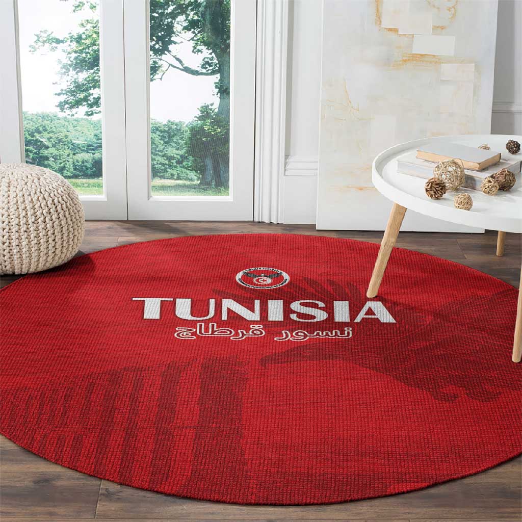 Tunisia Football Round Carpet Eagles of Carthage Go Champion - Red Color - African Pride