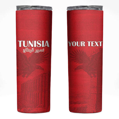 Custom Tunisia Football Skinny Tumbler Eagles of Carthage Go Champion - Red Color - African Pride
