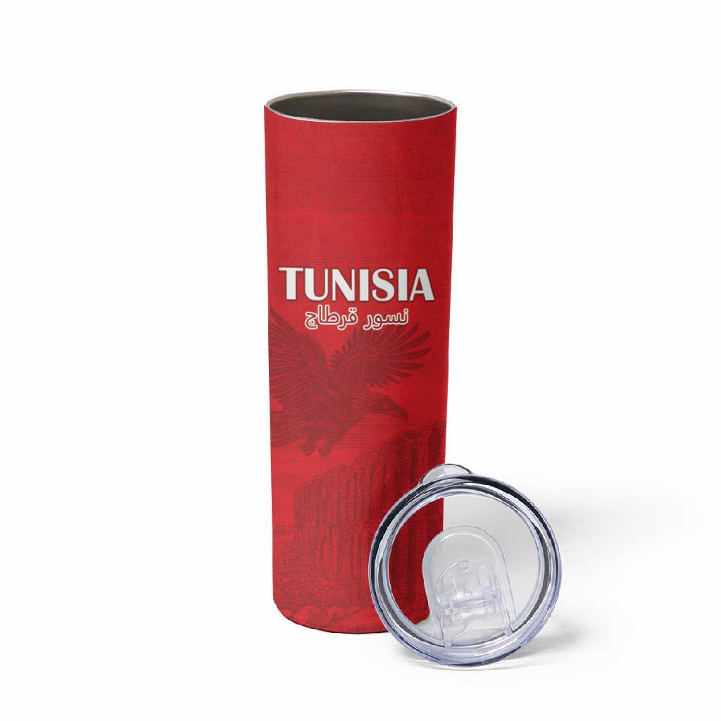 Custom Tunisia Football Skinny Tumbler Eagles of Carthage Go Champion - Red Color - African Pride