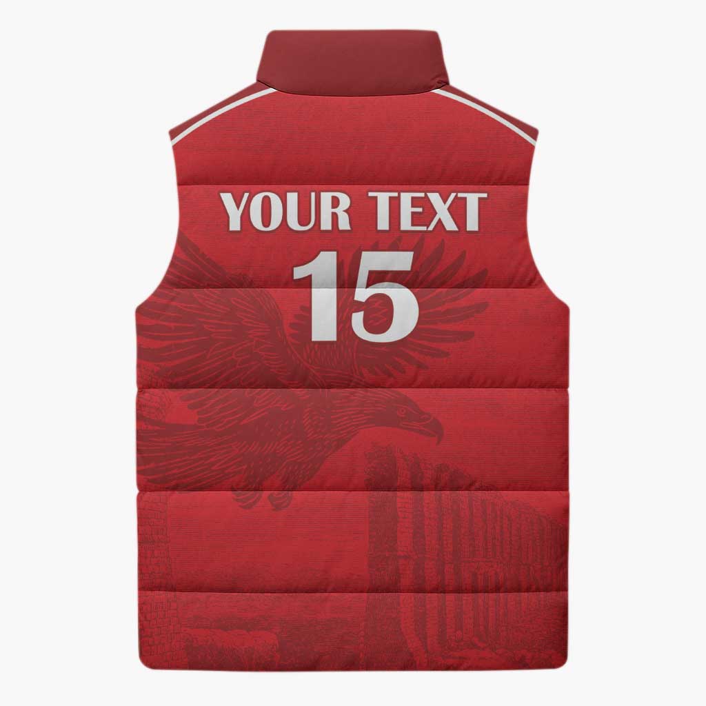 Custom Tunisia Football Sleeveless Puffer Jacket Red Eagles of Carthage