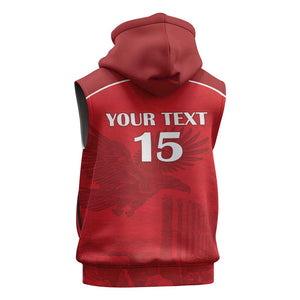 Custom Tunisia Football Sleeveless Zip Hoodie Eagles of Carthage Go Champion - Red Color - African Pride