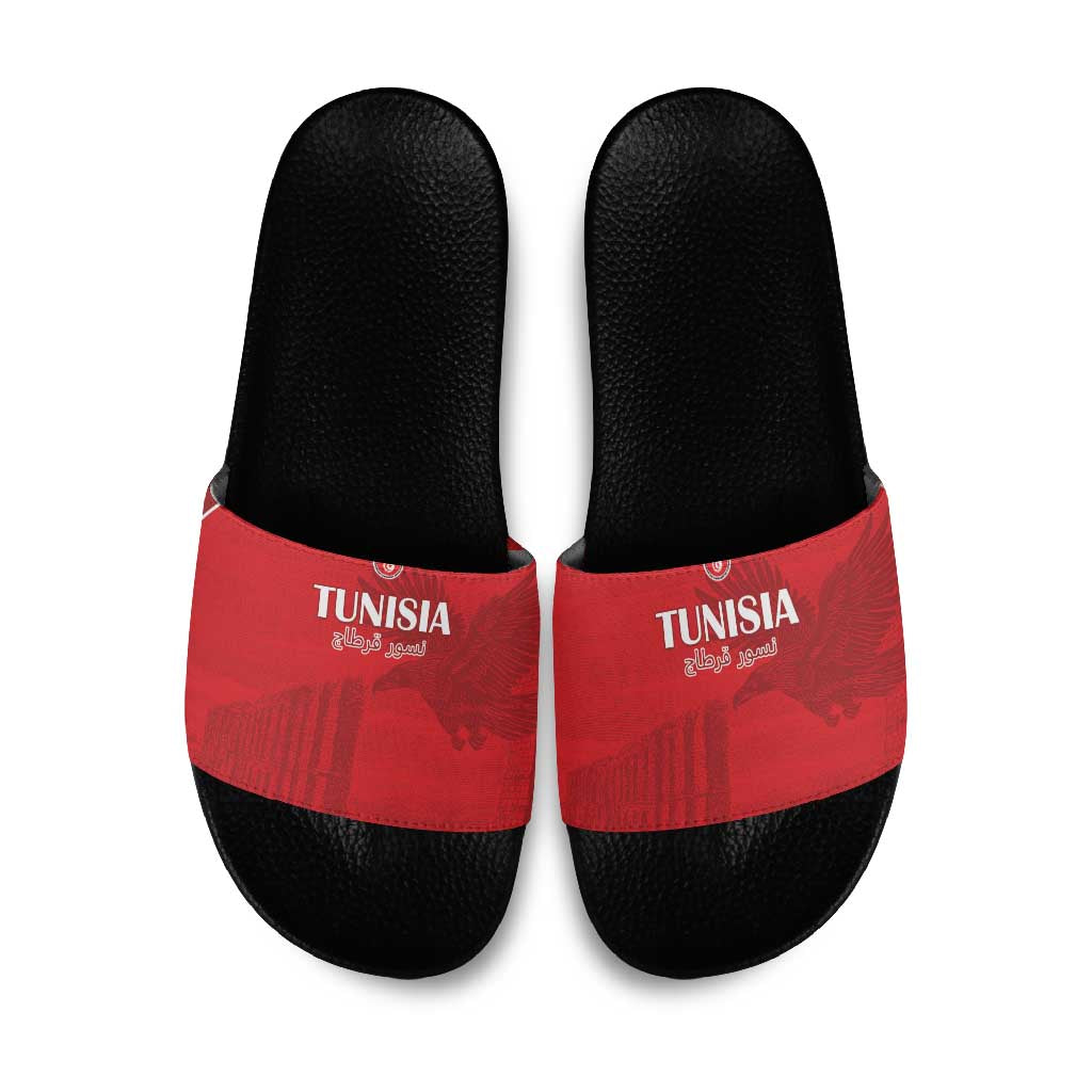 Tunisia Football Slide Sandals Red Eagles of Carthage