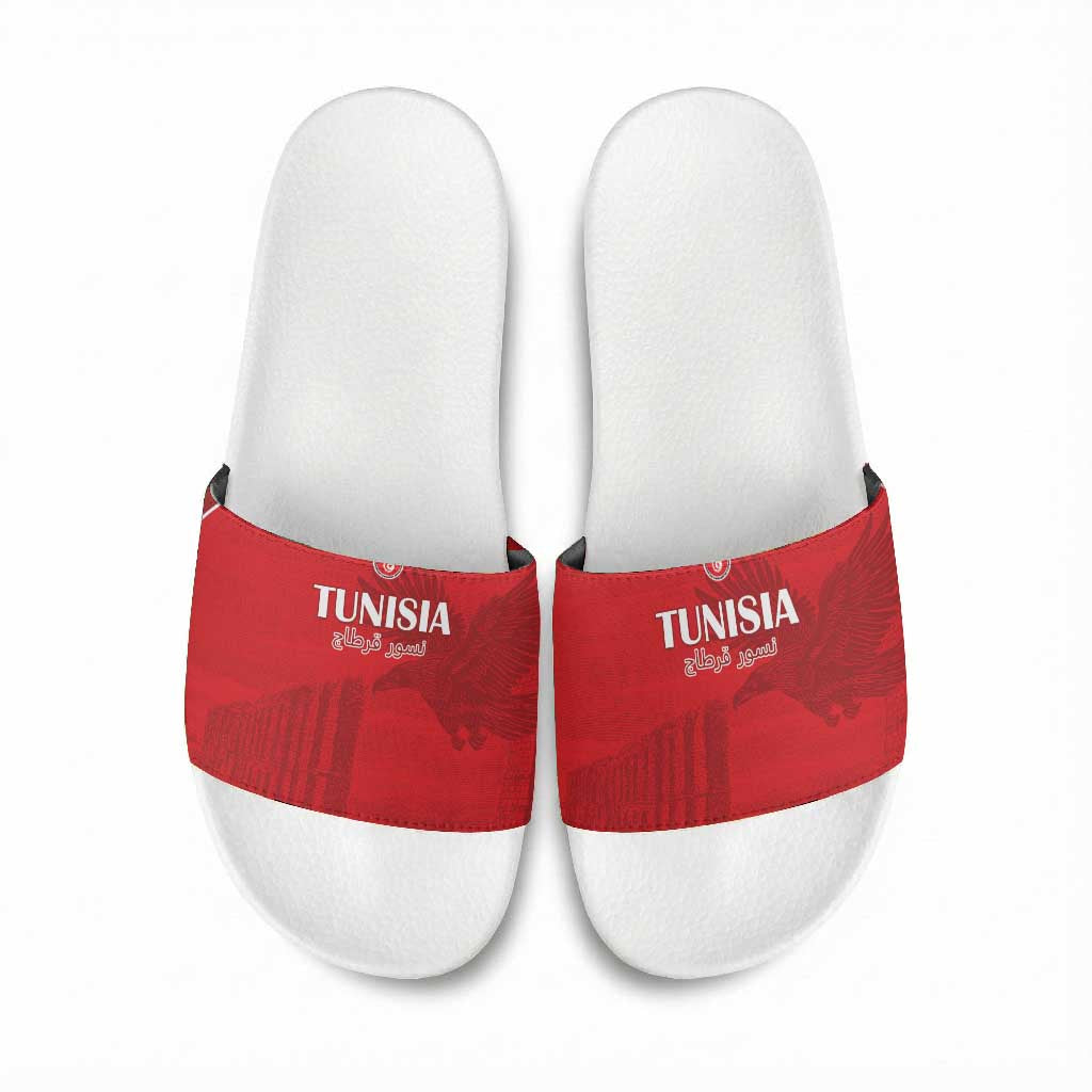 Tunisia Football Slide Sandals Red Eagles of Carthage