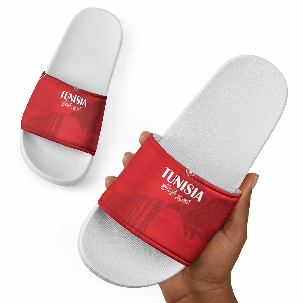 Tunisia Football Slide Sandals Red Eagles of Carthage