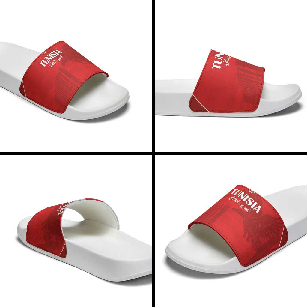 Tunisia Football Slide Sandals Red Eagles of Carthage