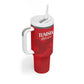 Custom Tunisia Football Tumbler With Handle Eagles of Carthage Go Champion - Red Color - African Pride