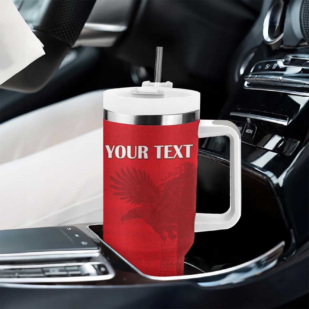 Custom Tunisia Football Tumbler With Handle Eagles of Carthage Go Champion - Red Color - African Pride