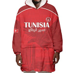 Custom Tunisia Football Wearable Blanket Hoodie Eagles of Carthage Go Champion - Red Color - African Pride