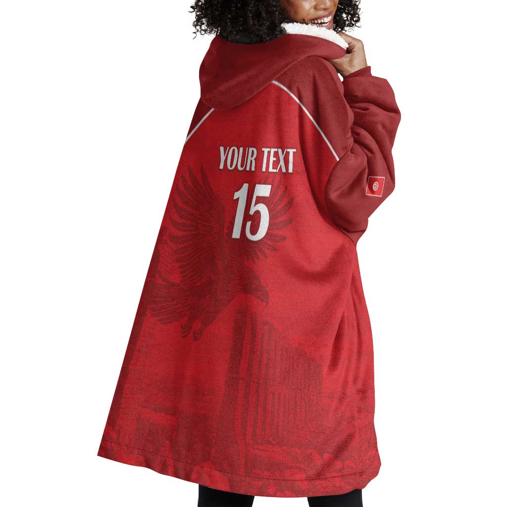 Custom Tunisia Football Wearable Blanket Hoodie Eagles of Carthage Go Champion - Red Color - African Pride