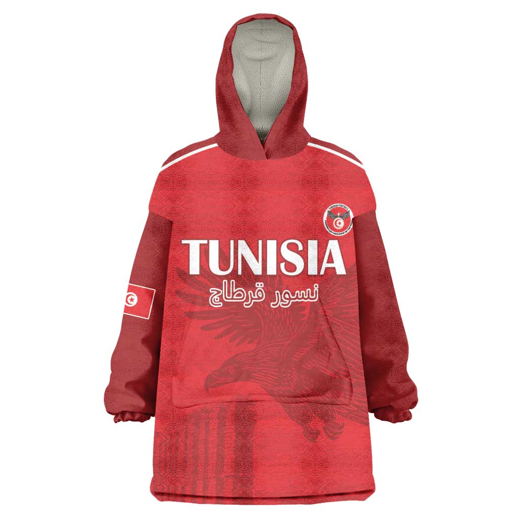 Custom Tunisia Football Wearable Blanket Hoodie Eagles of Carthage Go Champion - Red Color - African Pride