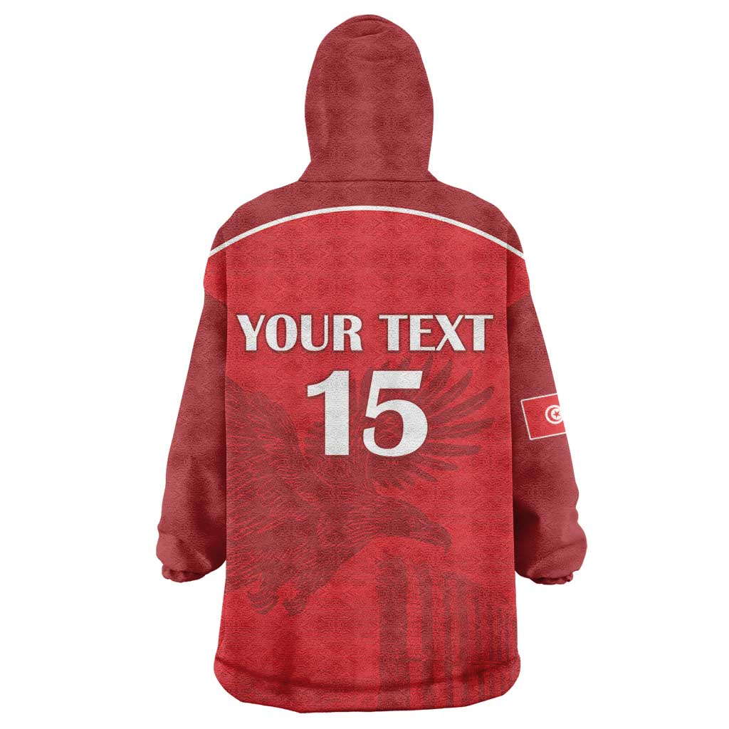 Custom Tunisia Football Wearable Blanket Hoodie Eagles of Carthage Go Champion - Red Color - African Pride
