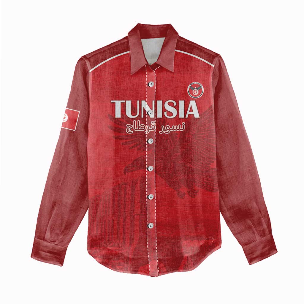 Custom Tunisia Football Women Casual Shirt Eagles of Carthage Go Champion - Red Color - African Pride
