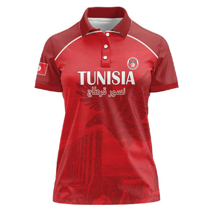 Custom Tunisia Football Women Polo Shirt Eagles of Carthage Go Champion - Red Color - African Pride