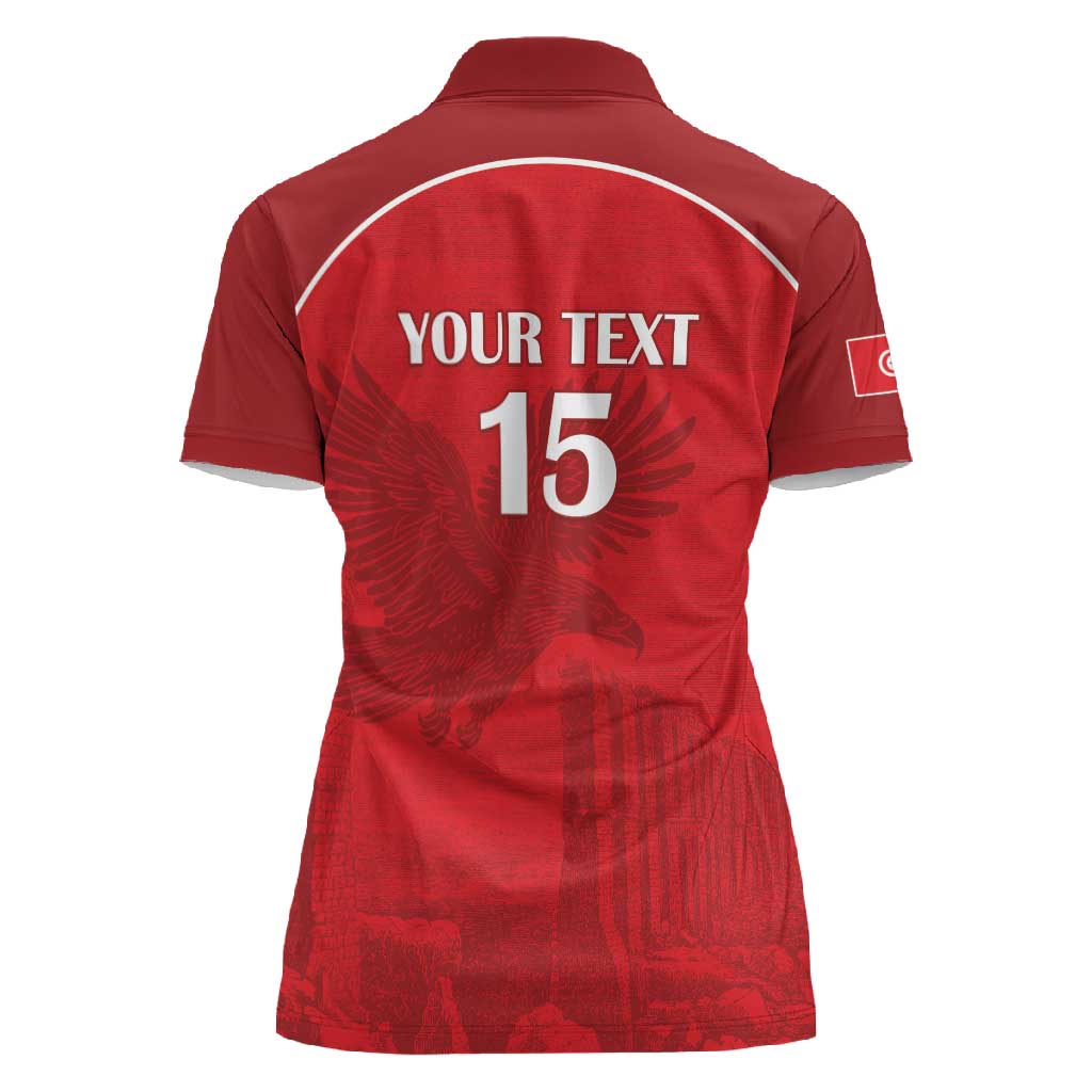 Custom Tunisia Football Women Polo Shirt Eagles of Carthage Go Champion - Red Color - African Pride
