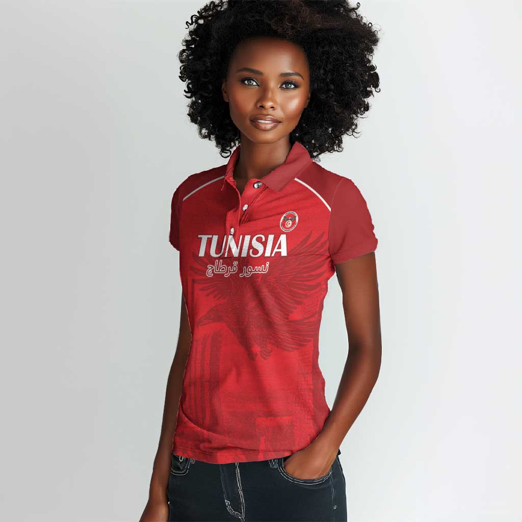Custom Tunisia Football Women Polo Shirt Eagles of Carthage Go Champion - Red Color - African Pride
