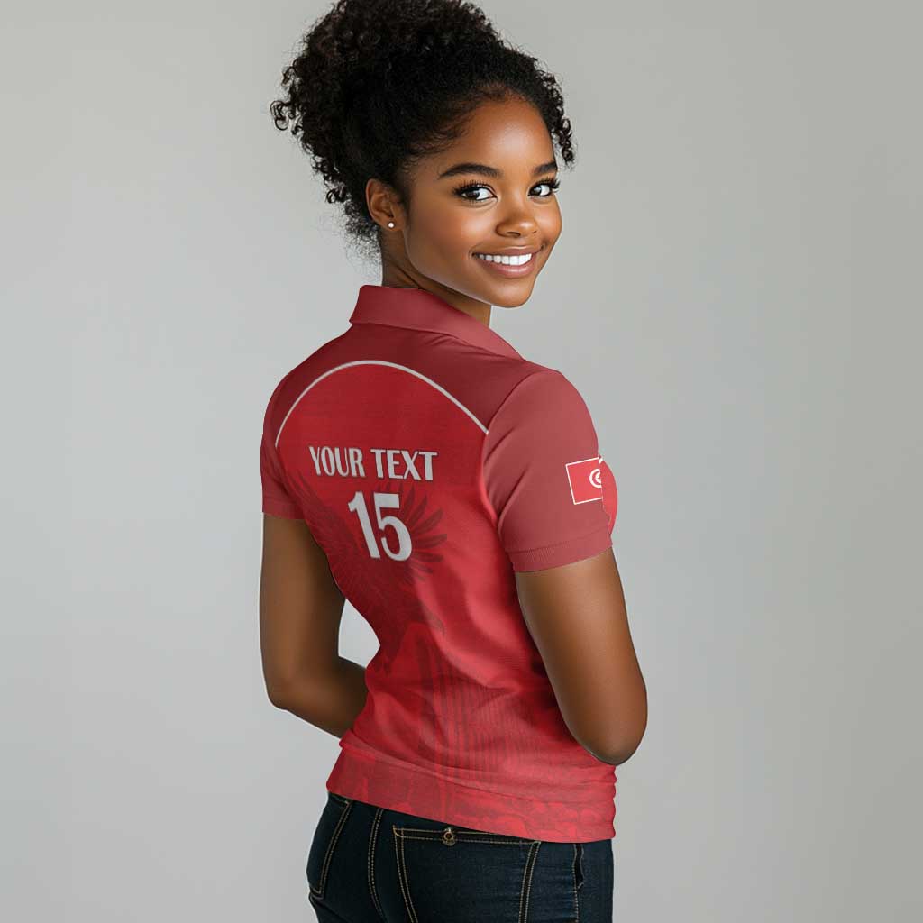 Custom Tunisia Football Women Polo Shirt Eagles of Carthage Go Champion - Red Color - African Pride