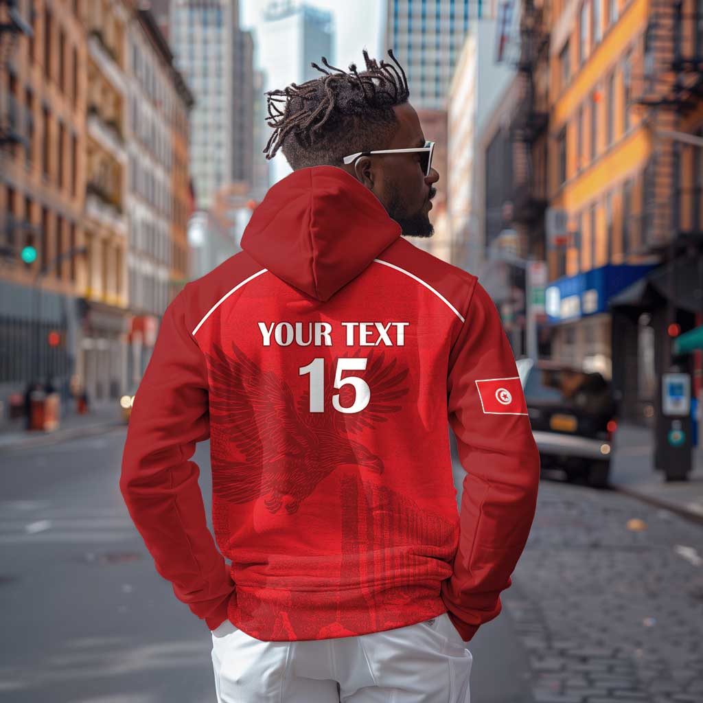 Custom Tunisia Football Zip Hoodie Eagles of Carthage Go Champion - Red Color - African Pride
