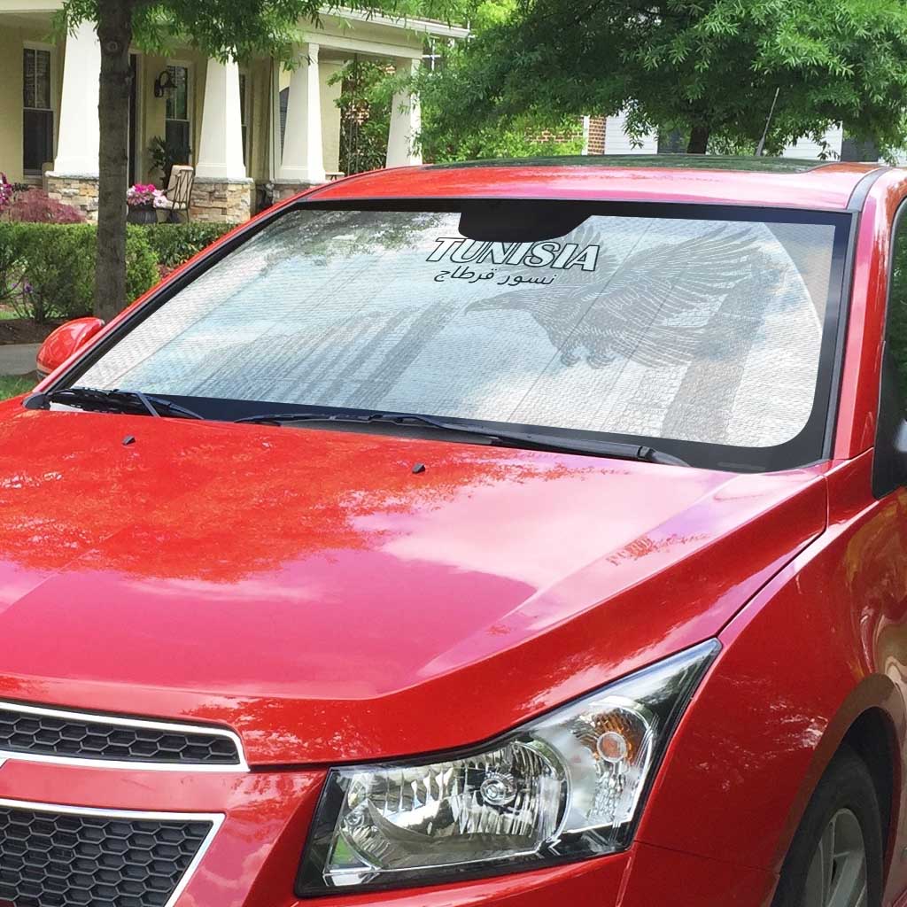 Tunisia Football Auto Sun Shade White Eagles of Carthage