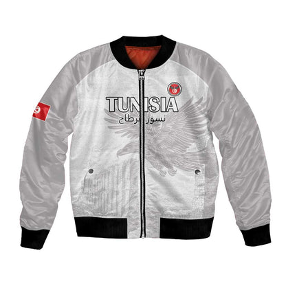 Custom Tunisia Football Bomber Jacket Eagles of Carthage Go Champion - White Color - African Pride