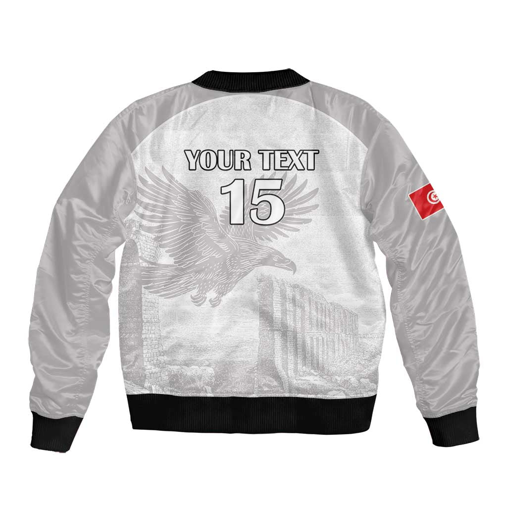 Custom Tunisia Football Bomber Jacket Eagles of Carthage Go Champion - White Color - African Pride