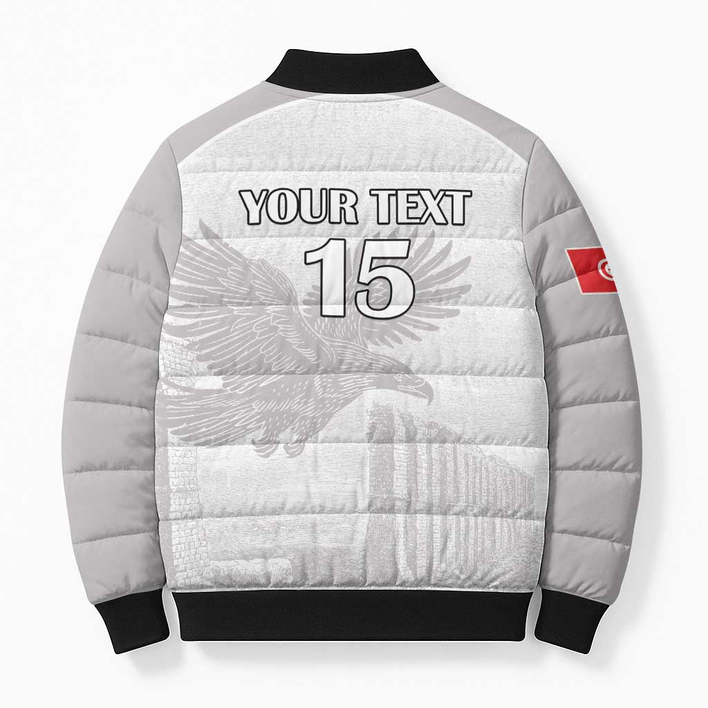 Custom Tunisia Football Bomber Puffer Jacket White Eagles of Carthage