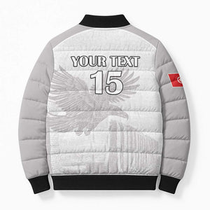 Custom Tunisia Football Bomber Puffer Jacket White Eagles of Carthage