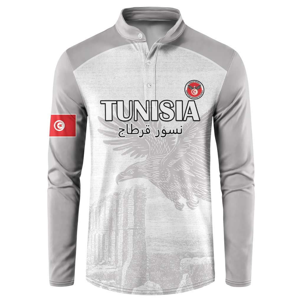 Custom Tunisia Football Button Sweatshirt White Eagles of Carthage