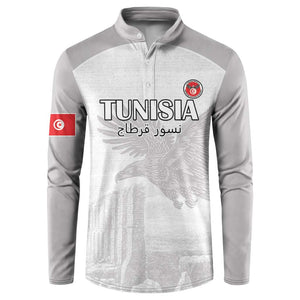 Custom Tunisia Football Button Sweatshirt White Eagles of Carthage