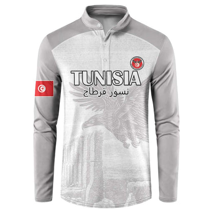 Custom Tunisia Football Button Sweatshirt White Eagles of Carthage