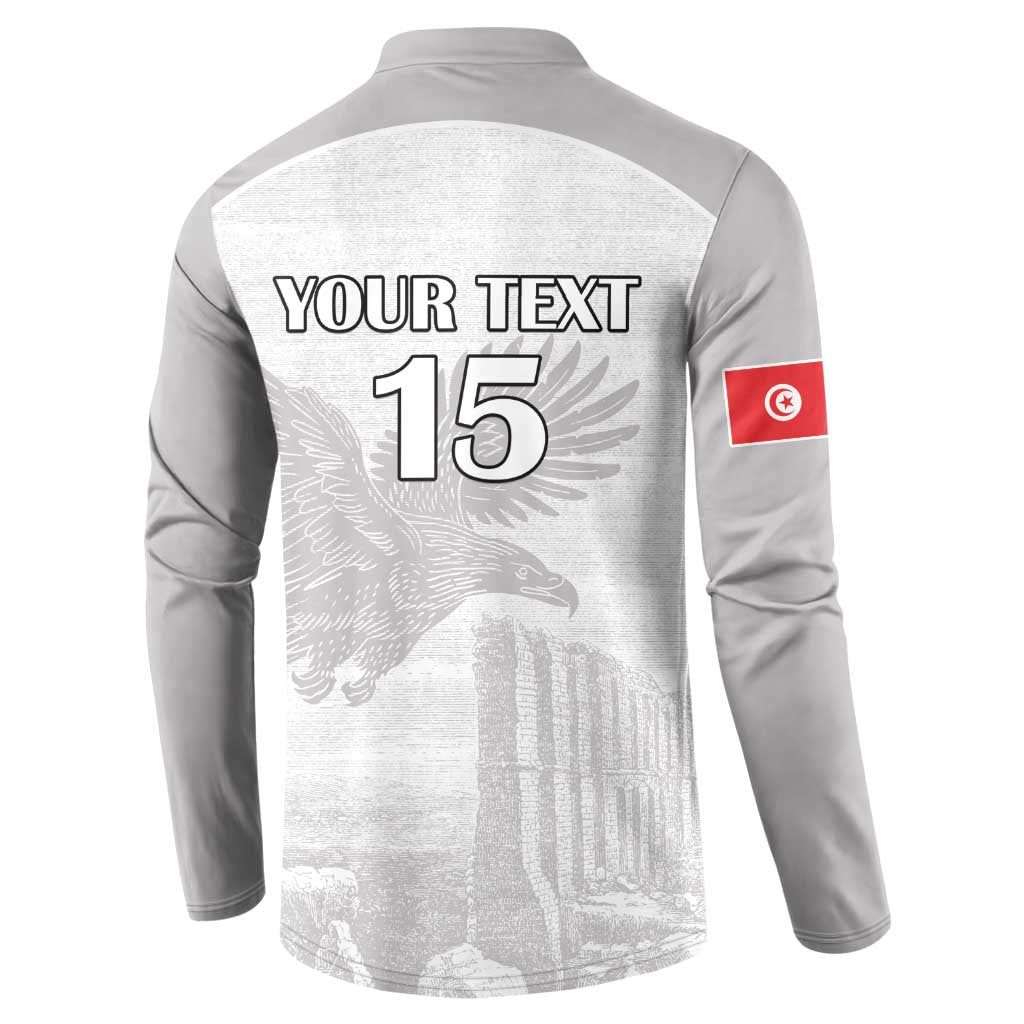Custom Tunisia Football Button Sweatshirt White Eagles of Carthage