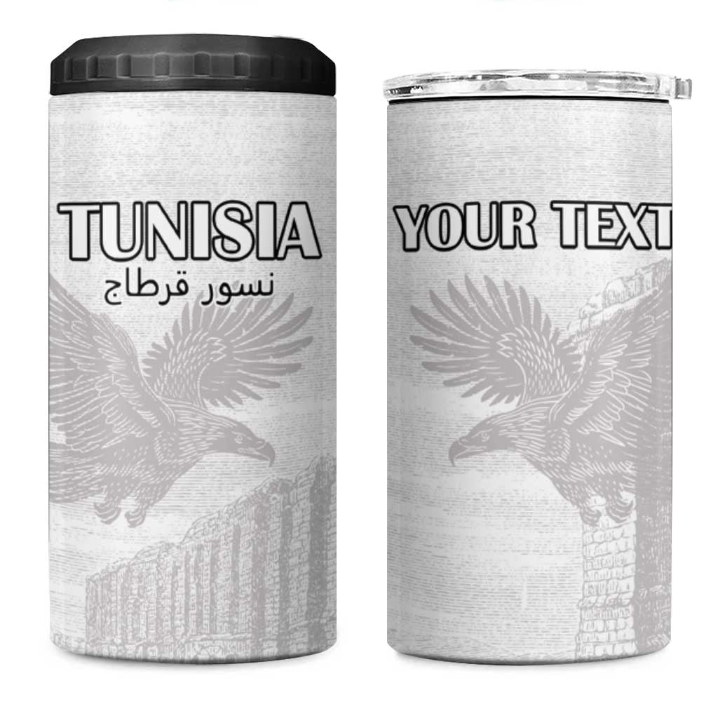 Custom Tunisia Football 4 in 1 Can Cooler Tumbler Eagles of Carthage Go Champion - White Color - African Pride