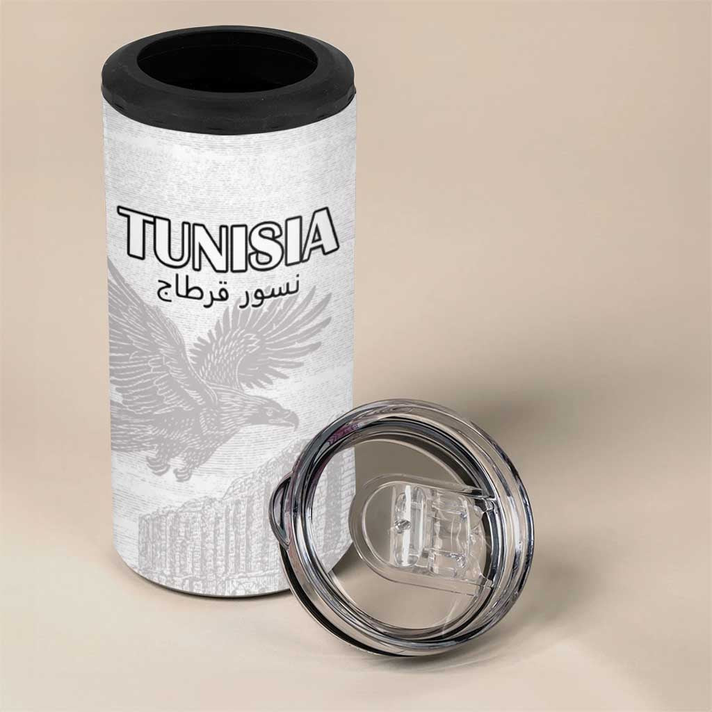 Custom Tunisia Football 4 in 1 Can Cooler Tumbler Eagles of Carthage Go Champion - White Color - African Pride