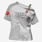 Custom Tunisia Football Cross Shoulder Shirt White Eagles of Carthage