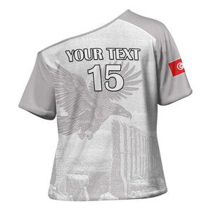 Custom Tunisia Football Cross Shoulder Shirt White Eagles of Carthage