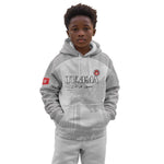 Custom Tunisia Football Kid Hoodie Eagles of Carthage Go Champion - White Color - African Pride