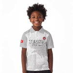 Custom Tunisia Football Kid Polo Shirt Eagles of Carthage Go Champion - White Color - African Pride
