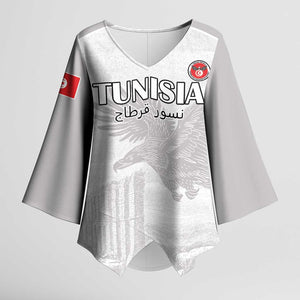 Custom Tunisia Football Kimono Sleeve Blouse White Eagles of Carthage